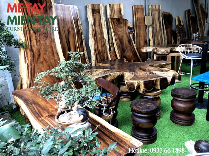bàn cafe gỗ nguyên tấm tự nhiên giá rẻ